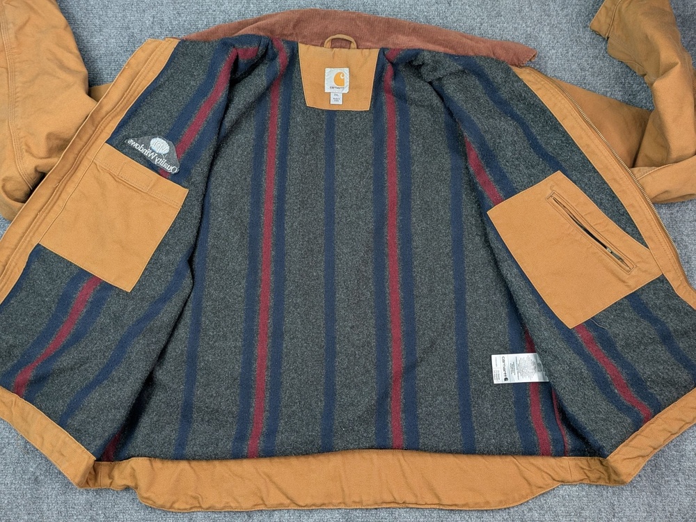 Carhartt Jacket Mens 2XL Brown Canvas Blanket Lined Corduroy Workwear 103828